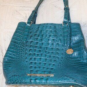 Brahmin Stamped Leather Teal Purse